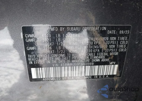 2023 Subaru Ascent Limited 7-Passenger from USA, damaged, VIN 4S4WMAUD0P3460989